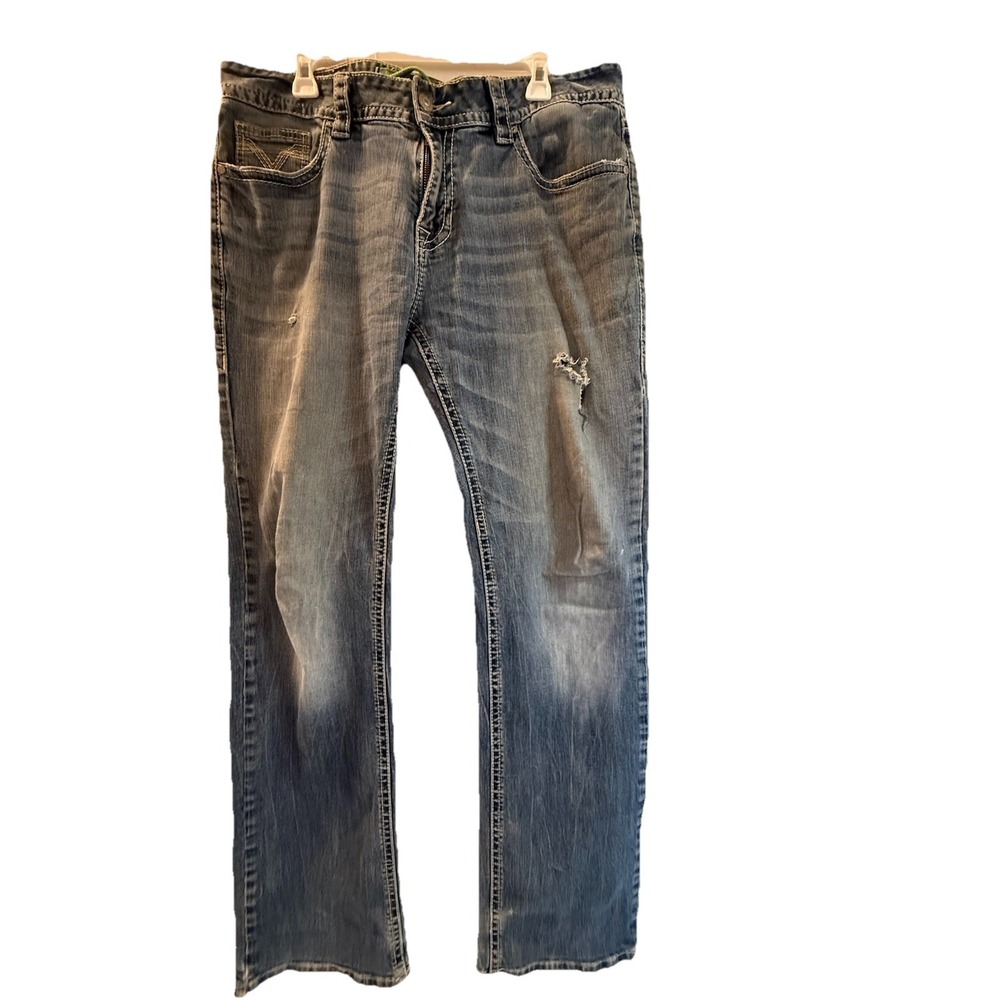 Rock & Roll Denim Jeans Pistol Straight Mens 36x38 Blue Stone Washed 100% Cotton